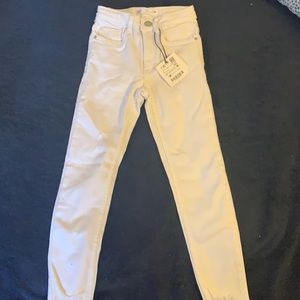 Zara Kids Girl White Denim with Distressed Bottoms